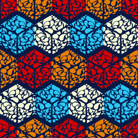 Trendy seamless pattern designs. Hexagons of drops. Vector geometric background. Can be used for wallpaper, textile, wrapping, web page background.のイラスト素材
