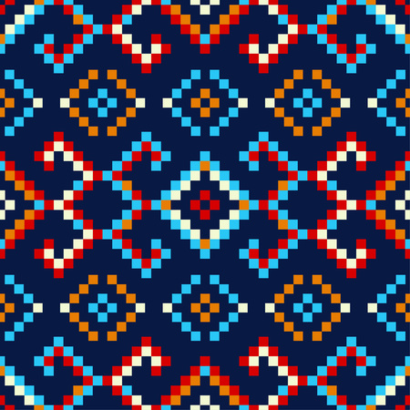 Ethnic boho seamless pattern. Patchwork texture. Weaving. Traditional ornament. Tribal pattern. Folk motif. Can be used for wallpaper, textile, wrapping, web page background.のイラスト素材