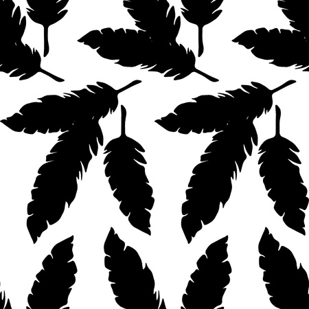 Ethnic feathers seamless pattern. Simple silhouettes. Can be used for wallpaper, textile, wrapping, web page background.のイラスト素材