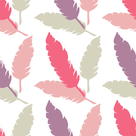 Ethnic feathers seamless pattern. Simple silhouettes. Can be used for wallpaper, textile, wrapping, web page background.のイラスト素材