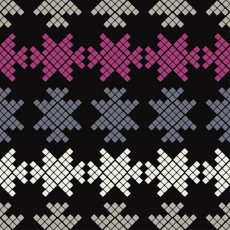 Trendy seamless pattern designs. Ethnic figures of dots and pixels. Vector geometric background. Can be used for wallpaper, textile, wrapping, web page background.のイラスト素材