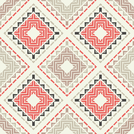 Ethnic boho seamless pattern. Embroidery on fabric. Patchwork texture. Weaving. Traditional ornament. Tribal pattern. Folk motif. Can be used for wallpaper, textile, wrapping, web page background.のイラスト素材