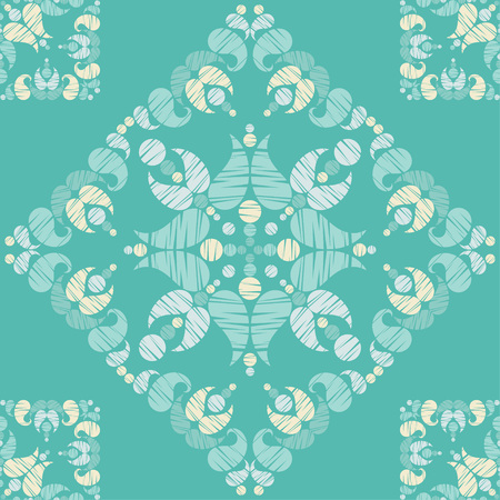 Ethnic boho seamless pattern. Embroidery on fabric. Patchwork texture. Weaving. Traditional ornament. Tribal pattern. Folk motif. Can be used for wallpaper, textile, wrapping, web page background.のイラスト素材