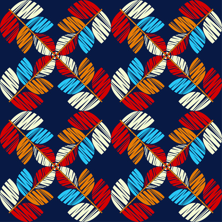 Seamless background with decorative leaves. Shading Flower mosaic. Can be used for wallpaper, textile, wrapping, web page background.のイラスト素材