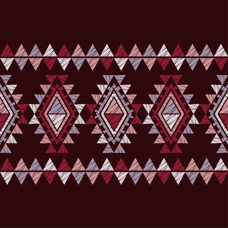 Ethnic boho seamless pattern. Embroidery on fabric. Patchwork texture. Weaving. Traditional ornament. Tribal pattern. Folk motif. Can be used for wallpaper, textile, wrapping, web page background.のイラスト素材