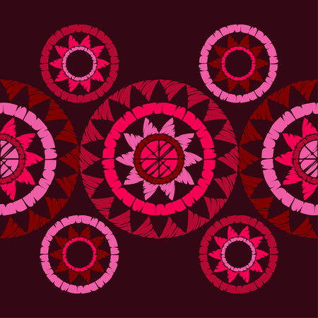 Polka dot seamless pattern. Mosaic of ethnic figures. Sun. Geometric background. Can be used for wallpaper, textile, wrapping, web page background.のイラスト素材