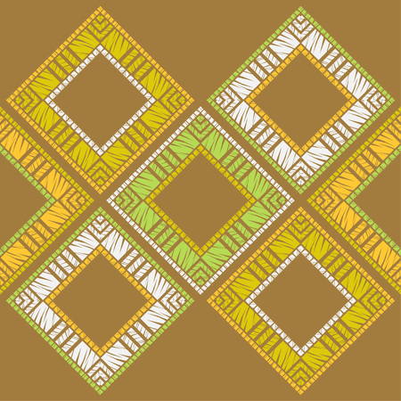 Ethnic boho seamless pattern. Embroidery on fabric. Patchwork texture. Weaving. Traditional ornament. Tribal pattern. Folk motif. Can be used for wallpaper, textile, wrapping, web page background.のイラスト素材