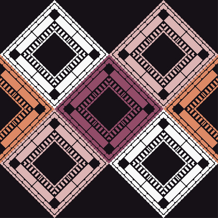 Ethnic boho seamless pattern. Embroidery on fabric. Patchwork texture. Weaving. Traditional ornament. Tribal pattern. Folk motif. Can be used for wallpaper, textile, wrapping, web page background.のイラスト素材