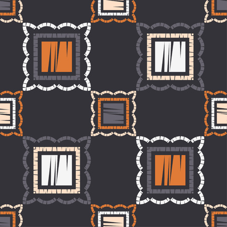 Ethnic boho seamless pattern. Embroidery on fabric. Patchwork texture. Weaving. Traditional ornament. Tribal pattern. Folk motif. Can be used for wallpaper, textile, invitation card, wrapping, web.のイラスト素材