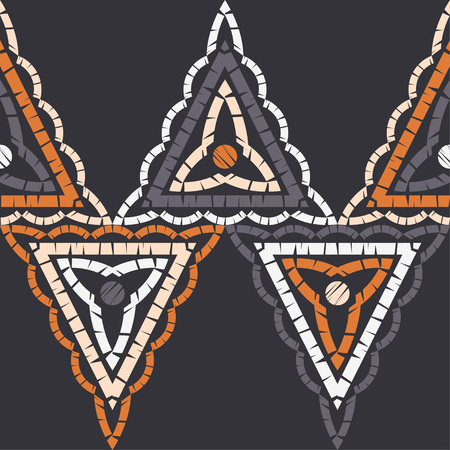 Ethnic boho seamless pattern. Lace. Embroidery on fabric. Patchwork texture. Weaving. Traditional ornament. Tribal pattern. Folk motif. Can be used for wallpaper, textile, wrapping, web.のイラスト素材