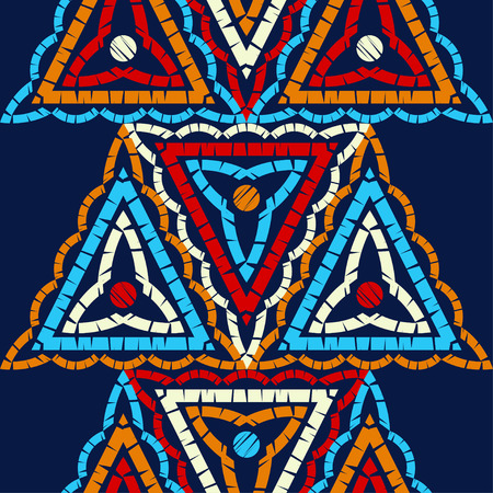 Ethnic boho seamless pattern. Lace. Embroidery on fabric. Patchwork texture. Weaving. Traditional ornament. Tribal pattern. Folk motif. Can be used for wallpaper, textile, wrapping, web.のイラスト素材