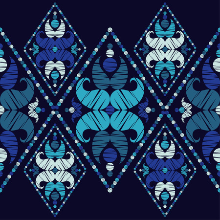 Paisley ornament. Polka dot. Ethnic boho seamless pattern. Ikat. Traditional ornament. Folk motif. Can be used for wallpaper, textile, invitation card, wrapping, web page background.のイラスト素材