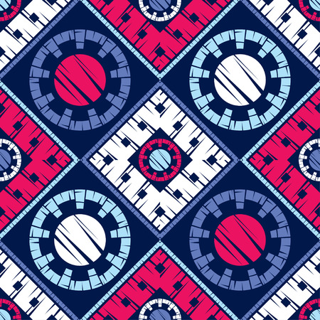Ethnic boho seamless pattern. Lace. Embroidery on fabric. Patchwork texture. Weaving. Traditional ornament. Tribal pattern. Folk motif. Can be used for wallpaper, textile, wrapping, web.のイラスト素材