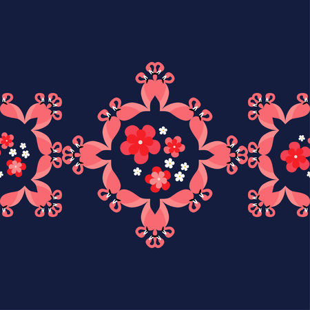 Seamless vector pattern with Pink Flamingos. Cute cartoon. Vector illustration. Can be used for wallpaper, textile, invitation card, wrapping, web page background.のイラスト素材