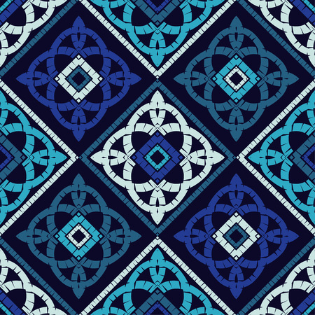 Ethnic boho seamless pattern. Lace. Embroidery on fabric. Patchwork texture. Weaving. Traditional ornament. Tribal pattern. Folk motif. Can be used for wallpaper, textile, wrapping, web.のイラスト素材