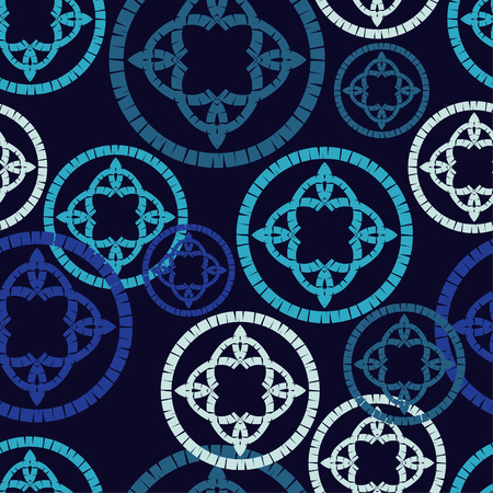Polka dots seamless pattern. Mosaic of ethnic figures. Patterned texture. Geometric background. Can be used for wallpaper, textile, invitation card, wrapping, web page background.のイラスト素材