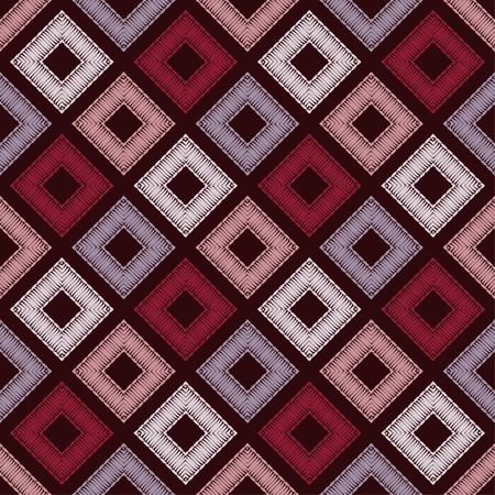 Ethnic boho seamless pattern. Lace. Embroidery on fabric. Patchwork texture. Weaving. Traditional ornament. Tribal pattern. Folk motif. Can be used for wallpaper, textile, wrapping, web.のイラスト素材