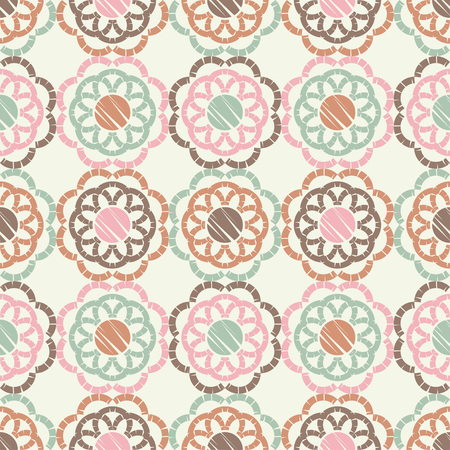 Polka dots seamless pattern. Mosaic of ethnic figures. Patterned texture. Geometric background. Can be used for wallpaper, textile, invitation card, wrapping, web page background.のイラスト素材