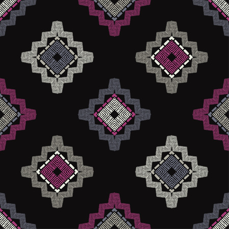 Ethnic boho seamless pattern. Lace. Embroidery on fabric. Patchwork texture. Weaving. Traditional...