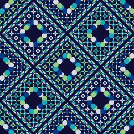 Polka dots seamless pattern. Mosaic of ethnic figures. Patterned texture. Geometric background. Can be used for wallpaper, textile, invitation card, wrapping, web page background.のイラスト素材
