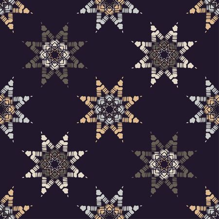Stars. Ethnic boho seamless pattern. Lace. Embroidery on fabric. Patchwork texture. Weaving....