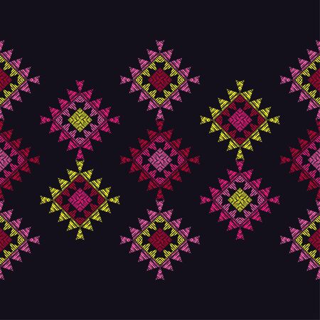 Ethnic boho seamless pattern. Lace. Embroidery on fabric. Patchwork texture. Weaving. Traditional...