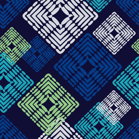 Ethnic boho seamless pattern. Lace. Embroidery on fabric. Patchwork texture. Weaving. Traditional ornament. Tribal pattern. Folk motif. Can be used for wallpaper, textile, wrapping, web.のイラスト素材