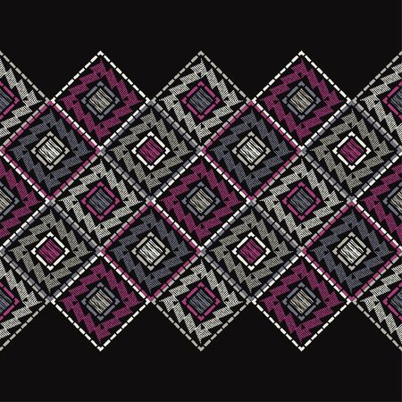 Ethnic boho seamless pattern. Lace. Embroidery on fabric. Patchwork texture. Weaving. Traditional...