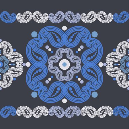 Paisley ornament. Polka dot. Ethnic boho seamless pattern. Ikat. Traditional ornament. Folk motif. Can be used for wallpaper, textile, invitation card, wrapping, web page background.のイラスト素材