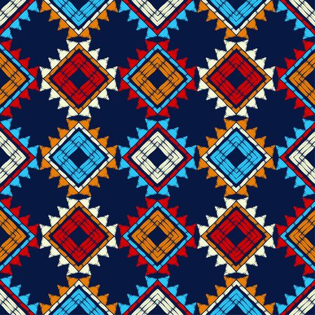 Ethnic boho seamless pattern. Lace. Embroidery on fabric. Patchwork texture. Weaving. Traditional ornament. Tribal pattern. Folk motif. Can be used for wallpaper, textile, wrapping, web.のイラスト素材