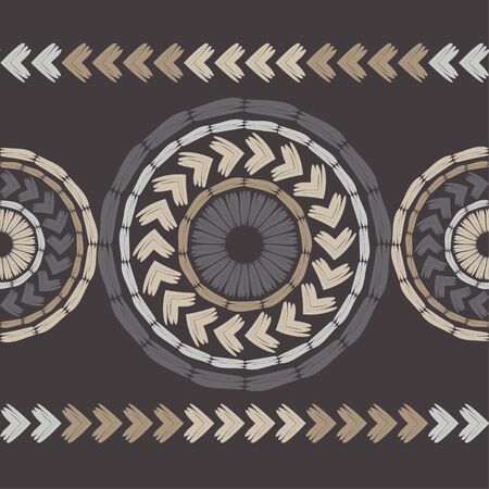 Polka dots seamless pattern. Mosaic of ethnic figures. Patterned texture. Geometric background. Can be used for wallpaper, textile, invitation card, wrapping, web page background.のイラスト素材