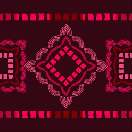 Ethnic boho seamless pattern. Lace. Embroidery on fabric. Patchwork texture. Weaving. Traditional ornament. Tribal pattern. Folk motif. Can be used for wallpaper, textile, wrapping, web.のイラスト素材