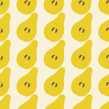 Seamless background with decorative yellow Pears. Harvest. Summer garden. Vector illustration. Can...