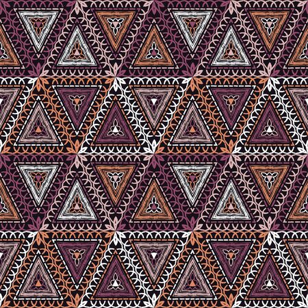Ethnic boho seamless pattern. Lace. Embroidery on fabric. Patchwork texture. Weaving. Traditional ornament. Tribal pattern. Folk motif. Can be used for wallpaper, textile, wrapping, web. のイラスト素材
