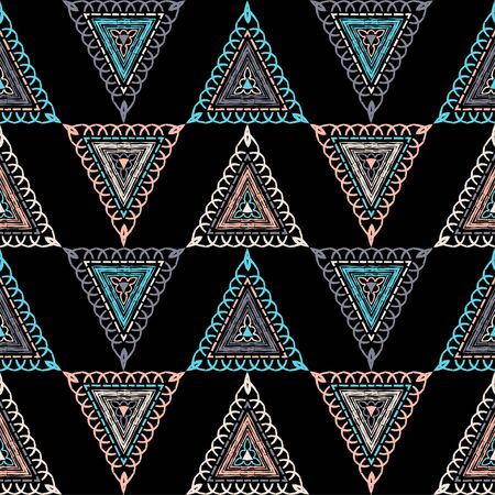 Ethnic boho seamless pattern. Lace. Embroidery on fabric. Patchwork texture. Weaving. Traditional ornament. Tribal pattern. Folk motif. Can be used for wallpaper, textile, wrapping, web. のイラスト素材