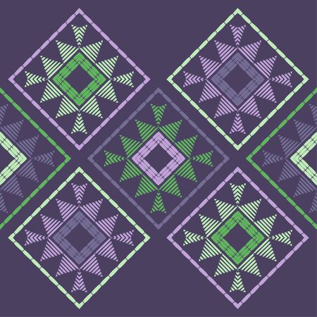 Ethnic boho seamless pattern. Lace. Embroidery on fabric. Patchwork texture. Weaving. Traditional ornament. Tribal pattern. Folk motif. Can be used for wallpaper, textile, wrapping, web. のイラスト素材