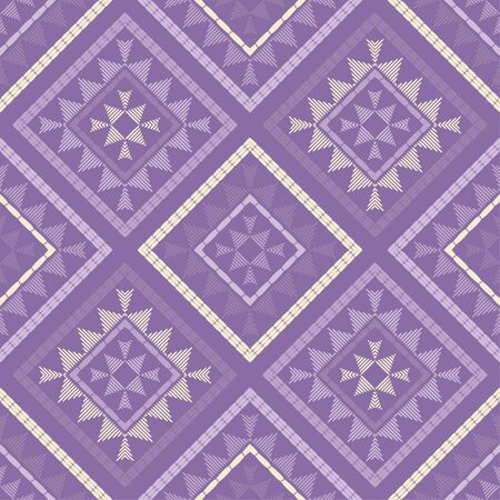 Ethnic boho seamless pattern. Lace. Embroidery on fabric. Patchwork texture. Weaving. Traditional ornament. Tribal pattern. Folk motif. Can be used for wallpaper, textile, wrapping, web. のイラスト素材