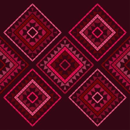 Ethnic boho seamless pattern. Lace. Embroidery on fabric. Patchwork texture. Weaving. Traditional ornament. Tribal pattern. Folk motif. Can be used for wallpaper, textile, wrapping, web. のイラスト素材