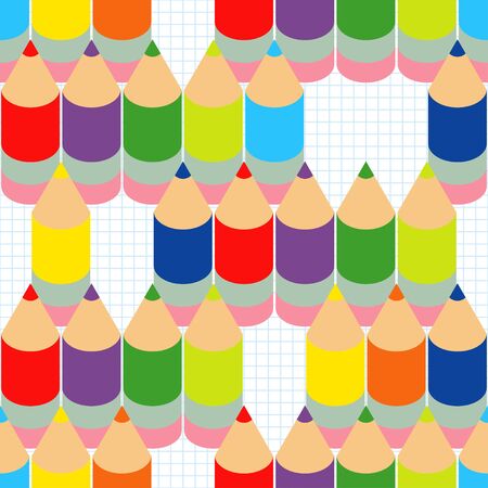 Seamless background with colorful pencils. Vector illustration. Can be used for wallpaper, textile, invitation card, wrapping, web page background.のイラスト素材