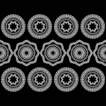 Ethnic boho seamless pattern. Lace. Embroidery on fabric. Patchwork texture. Weaving. Traditional ornament. Tribal pattern. Folk motif. Can be used for wallpaper, textile, wrapping, web. のイラスト素材