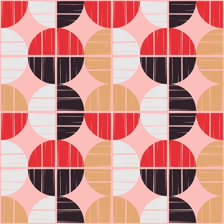 Polka dots seamless pattern. Mosaic of ethnic figures. Patterned texture. Geometric background. Can...