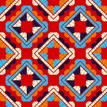 Ethnic boho seamless pattern. Lace. Embroidery on fabric. Patchwork texture. Weaving. Traditional...