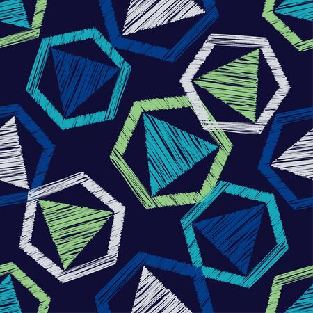 Ethnic boho seamless pattern. Lace. Embroidery on fabric. Patchwork texture. Weaving. Traditional ornament. Tribal pattern. Folk motif. Can be used for wallpaper, textile, wrapping, web. のイラスト素材