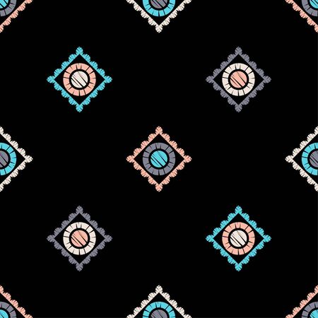 Polka dots seamless pattern. Mosaic of ethnic figures. Patterned texture. Geometric background. Can be used for wallpaper, textile, invitation card, wrapping, web page background.のイラスト素材