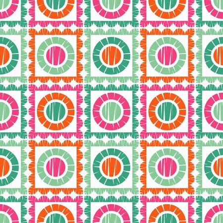 Polka dots seamless pattern. Mosaic of ethnic figures. Patterned texture. Geometric background. Can be used for wallpaper, textile, invitation card, wrapping, web page background.のイラスト素材
