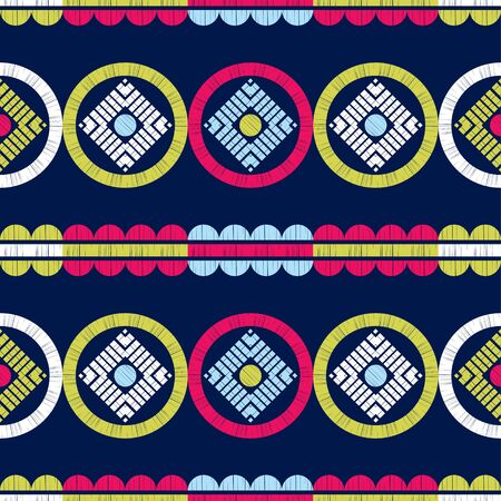 Polka dots seamless pattern. Mosaic of ethnic figures. Patterned texture. Geometric background. Can be used for wallpaper, textile, invitation card, wrapping, web page background.のイラスト素材