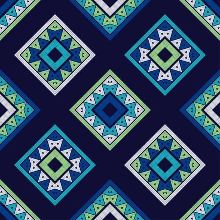 Ethnic boho seamless pattern. Lace. Embroidery on fabric. Patchwork texture. Weaving. Traditional ornament. Tribal pattern. Folk motif. Can be used for wallpaper, textile, wrapping, web.のイラスト素材
