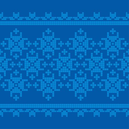 Seamless vector background with Norwegian snowflakes. Pixel snowflakes. Merry Christmas! Winter pattern. Can be used for wallpaper, textile, invitation card, wrapping, web page background.のイラスト素材