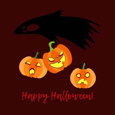 Happy Halloween Card! Pumpkins. Doodle and  brushwork. Can be used for wallpaper, textile, invitation card, wrapping, web page background.のイラスト素材