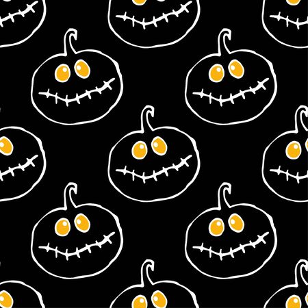 Pumpkin. Black and white ink drawing for Halloween. Vector illustration for web design or print.のイラスト素材